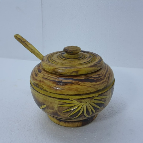 Imagem 8 de 10 de Farinheiro Madeira Feito Mão C/colher 15x3cm 660g Disponivel