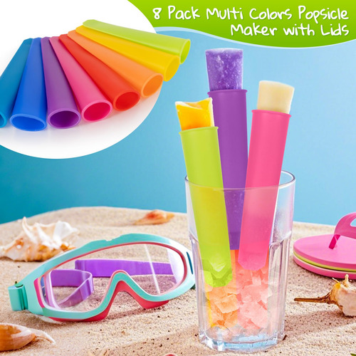 8 Silicone Popsicle Molds, Reusable Popsicle Molds