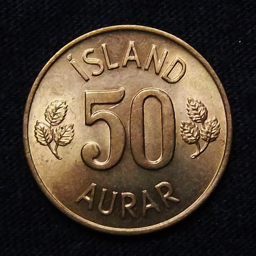 Islandia 50 Aurar 1974 Sin Circular Km 17 Escudo Nacional