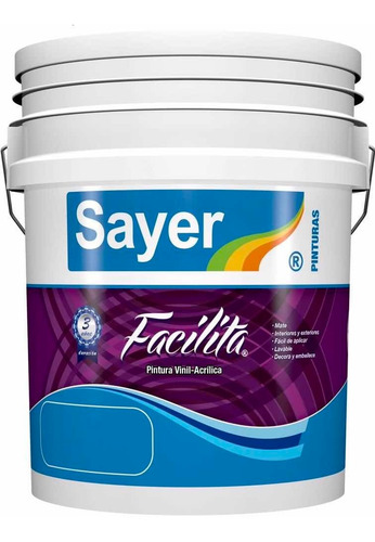 Imagen 1 de 4 de Cubeta Pintura Vinilica Lavable 19lt Blanco Acrilica Sayer