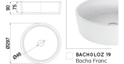 Bacha De Apoyo Loza Franc Bco Daccord Diám 29,7cm X Alto 9cm