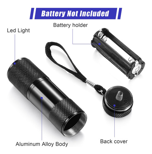 Linternas Uv Con Luz Negra Roceei, 10 Piezas, Led, Portátile
