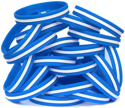 50 pulseras Azul Con Linea Blanca Fina Para Servicios Med