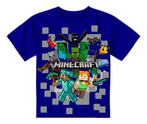 Camisa Infantil Camiseta Minecraft Juvenil Algodão Roupa 