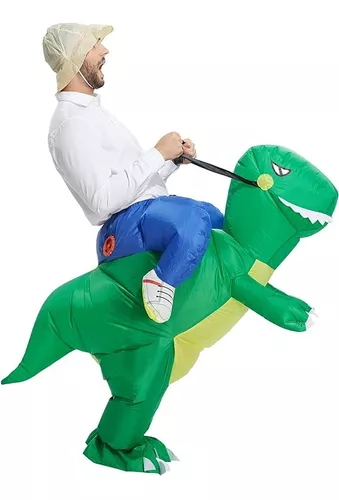 Entrega Inmediata Disfraz Adulto De Rider Dinosaurio Jinete Explorador  Inflable Rex Tiranosaurio Verde