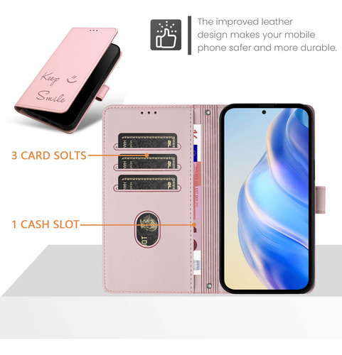 Funda De Piel Con Forma De Cara Sonriente Para Cubot Note 40/p50/a10/a20/a30/max 5, Cierre Magnético, Ranuras Para Tarjetas, Cartera