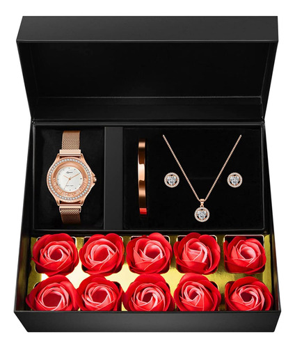 Watches Sets Gifts For Women, Rose Gold Watch Set Necklac...