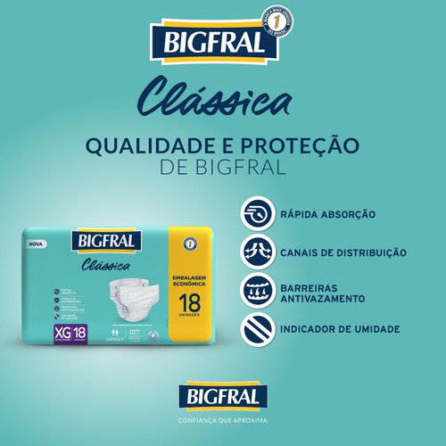 Imagem 3 de 5 de Fralda Bigfral Clássica Tamanho Xg - 18 Unidades