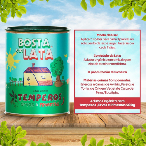 Imagem 2 de 2 de Fertilizante Orgânico Bosta Em Lata Temperos - 500 G