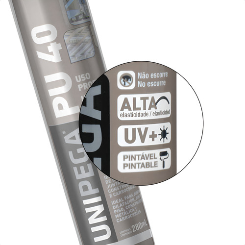 Silicone Adesivo Pu40 Vidro Metal Juntas Dilatação 400g