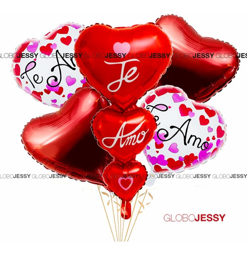 Imagen 5 de 5 de Globos San Valentin Frase Te Amo Paquete De 7 Globos