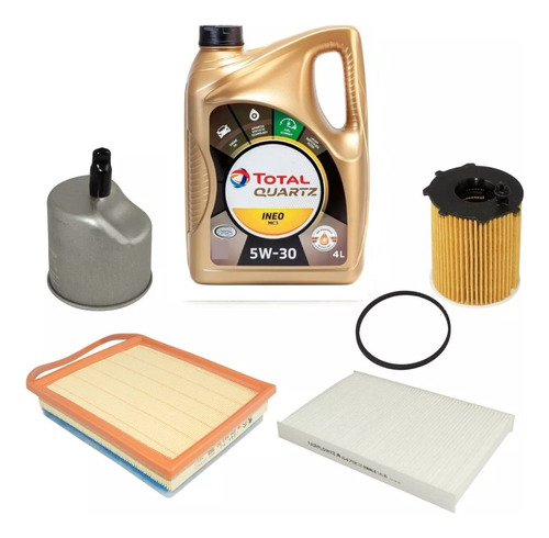 Kit 4 Filtros + Aceite Total 5w30 Peugeot 308 408 1.6 Hdi
