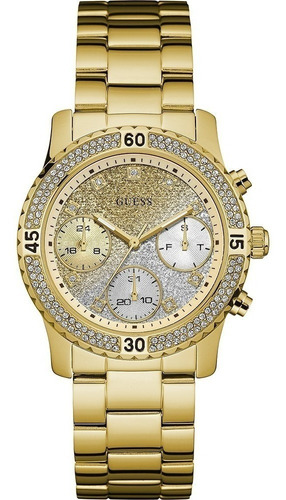 Relogio Guess W0774l5 Dourado Strass Original Completo Caixa