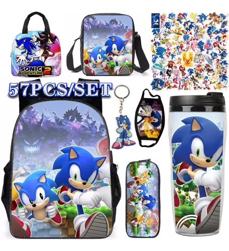 57 Pçs/set Super Sonic 3d Imprimir Mochila Escolar Mochila P