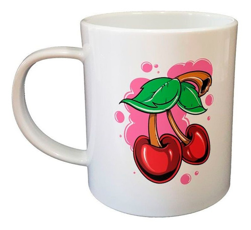 Taza De Plastico Cerezas Dibujo Alimento Fruta Verd