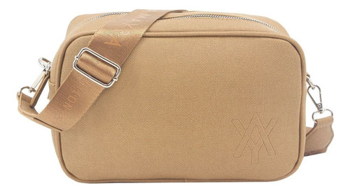 Cartera Morral Amayra Con Correa 100% Pu Negro/camel Orig