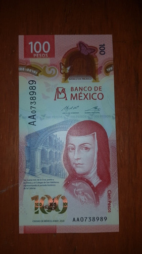 Nuevo Billete De 100 Pesos Mexicanos Con Serie Aa 