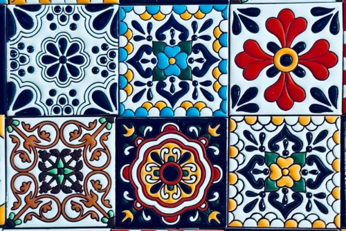 Azulejo Mosaico Talavera Relieve 10x10 Confeti Mixtos 90 Pzs