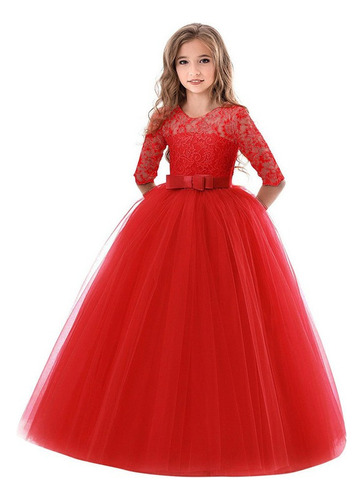 Niñas - Vestido De Princesa Con Lazo, Vestido De Fiesta