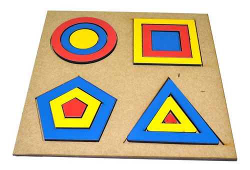 Imagem 2 de 2 de Prancha Formas Geométricas De Encaixe Em Mdf