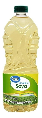 2 Pza Aceite Great Value Puro De Soya 946 Ml