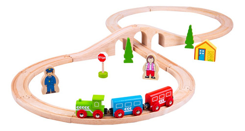 Pista De Tren En Forma De Ocho Madera 25 Pcs Bigjigs Niños 