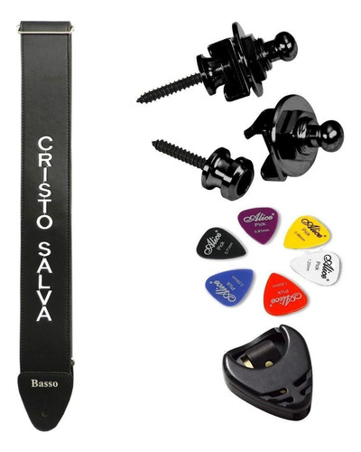 Correia Guitarra Violão Baixo Basso Ny 07 Cristo Salva + Kit