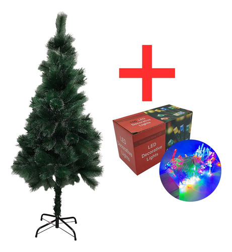 Árbol De Navidad Premium Frondoso 1,20m + Luces De Regalo