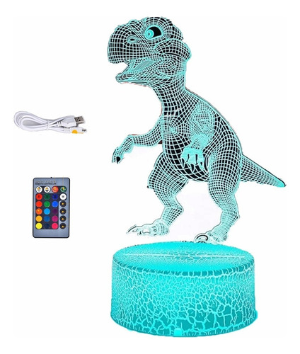 Luz Nocturna Led Rgb Dinosaurio 3d Un Solo Toque.