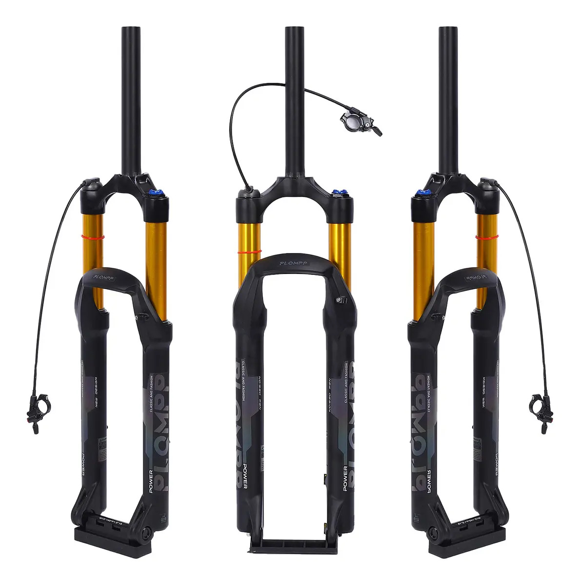 Horquilla Aire Plqmpp R29 suspensión de bicicleta diseño tijera rebote ajustable 120mm color oro negro