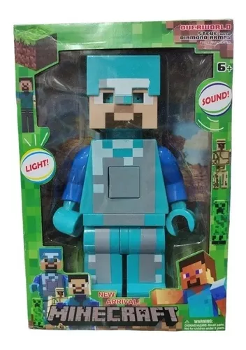 Boneco Minecraft Steve 20cm Musical + Luz Kit 3 Minecraft