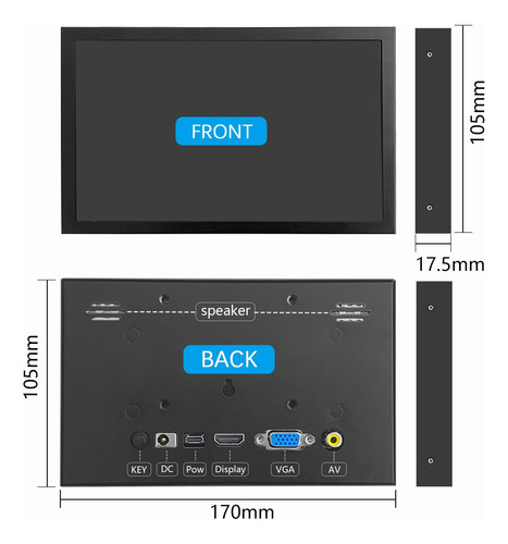Jnityopt Hd Monitor De 7 Pulgadas Pantalla Hdmi Lcd 1024 * 6