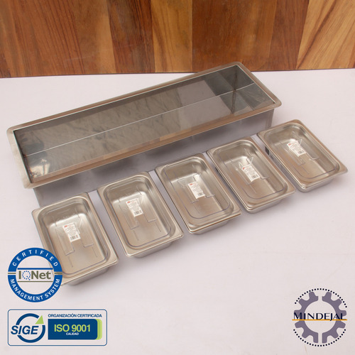Charola Porta Insertos 5 1/4 Salsera Ensaladera Acero Inox Color Gris
