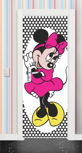 Adesivo Porta Quarto Infantil Menina Minnie - 70cmx2,10 Mts 