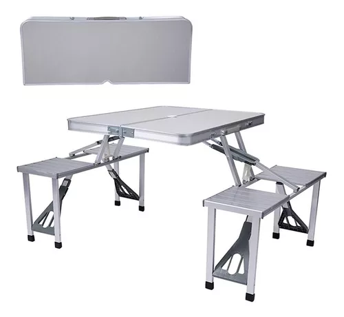 Mesa Plegable Portatil De Aluminio De Picnic Con 4 Asientos