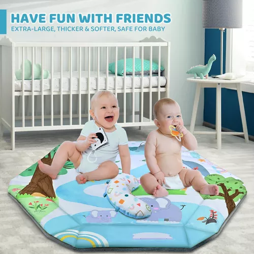 Tapete de juego para gimnasio para bebé, tapete 8 en 1 para el tiempo boca  abajo y pozo de pelotas con 6 juguetes, tapete de juego lavable para