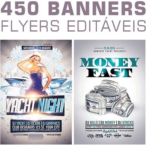 Estampas Banners Flyers Editáveis Artes 450 Modelos Psd