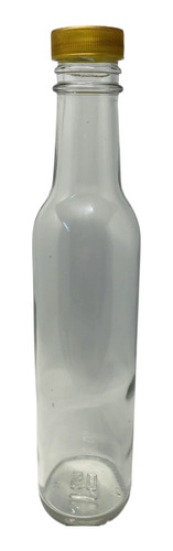 Botella Vidrio 250 Ml Tequilera Tapa Dorada (60 Piezas)