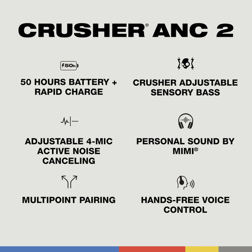 Fones De Ouvido Skullcandy Crusher Anc 2 Over-ear Bluetooth