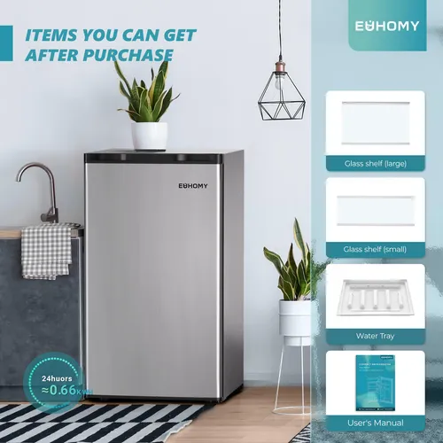 Euhomy - Minirefrigerador De 3.2 Pies Cubicos Con Congelador