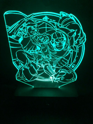Luminária Led 3d, Edward Elric E Alphonse, 16 Cores Controle