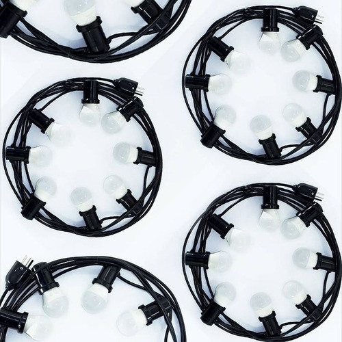 Tira Guirnalda Luces Exterior Calidas 15m + Lamparas Led