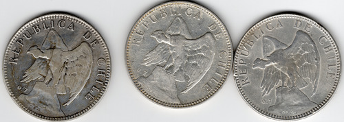 Monedas Histórico Peso Chile Set Escaso 1902 1903 1905 Años