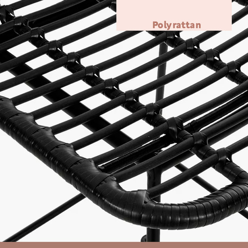 Taburete Alto De Terraza Rattan Grecia Color Negro
