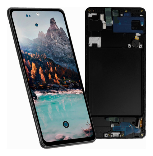 Pantalla Compatible Con Samsung A71 A715f A715f/ds Slim Company Oled Con Marco Color Negro