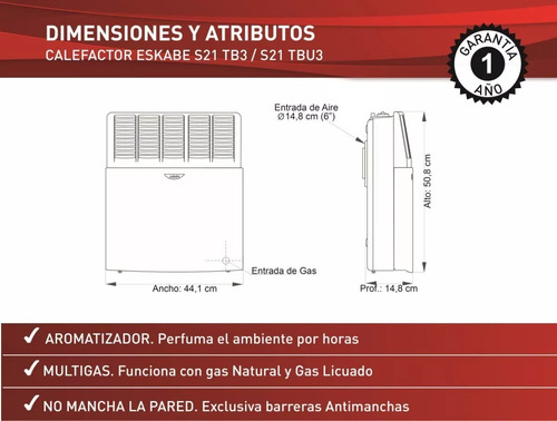 Imagen 7 de 10 de Estufa Eskabe Tiro Balanceado 3000 Kcal/h C/ Aromatizador