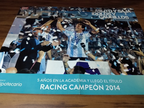 (u072) Poster Racing Club Campeon 2014 * Doble Faz * 56 X 42