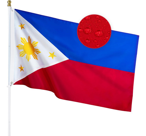 Bandera De Filipinas De 3 X 5 Pies Para Exterior ' Nylon Res