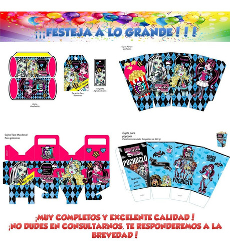 Monster High Para Imprimir Decoración Cumple Candy