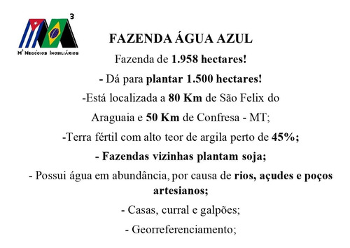 Imagem 2 de 22 de Fazenda 1958 Hectares, Planta 1500 Hectares, Rica Em Água Com Rios, Açudes, Casas, Curral, Galpões, Poços Artesianos, Terra Fértil - Fa00237 - 70701334